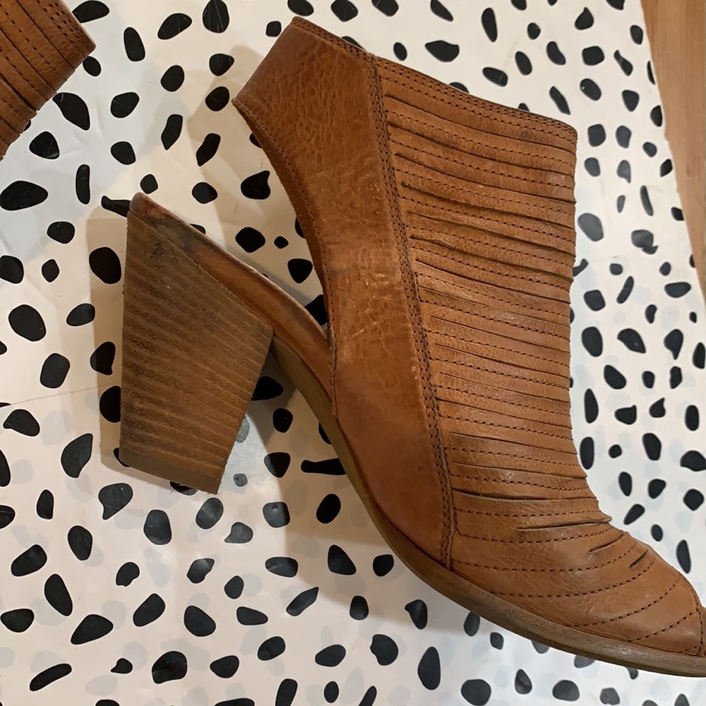 Paul Green Leather Ankle Peep Toe Booties - Picture 5 of 7